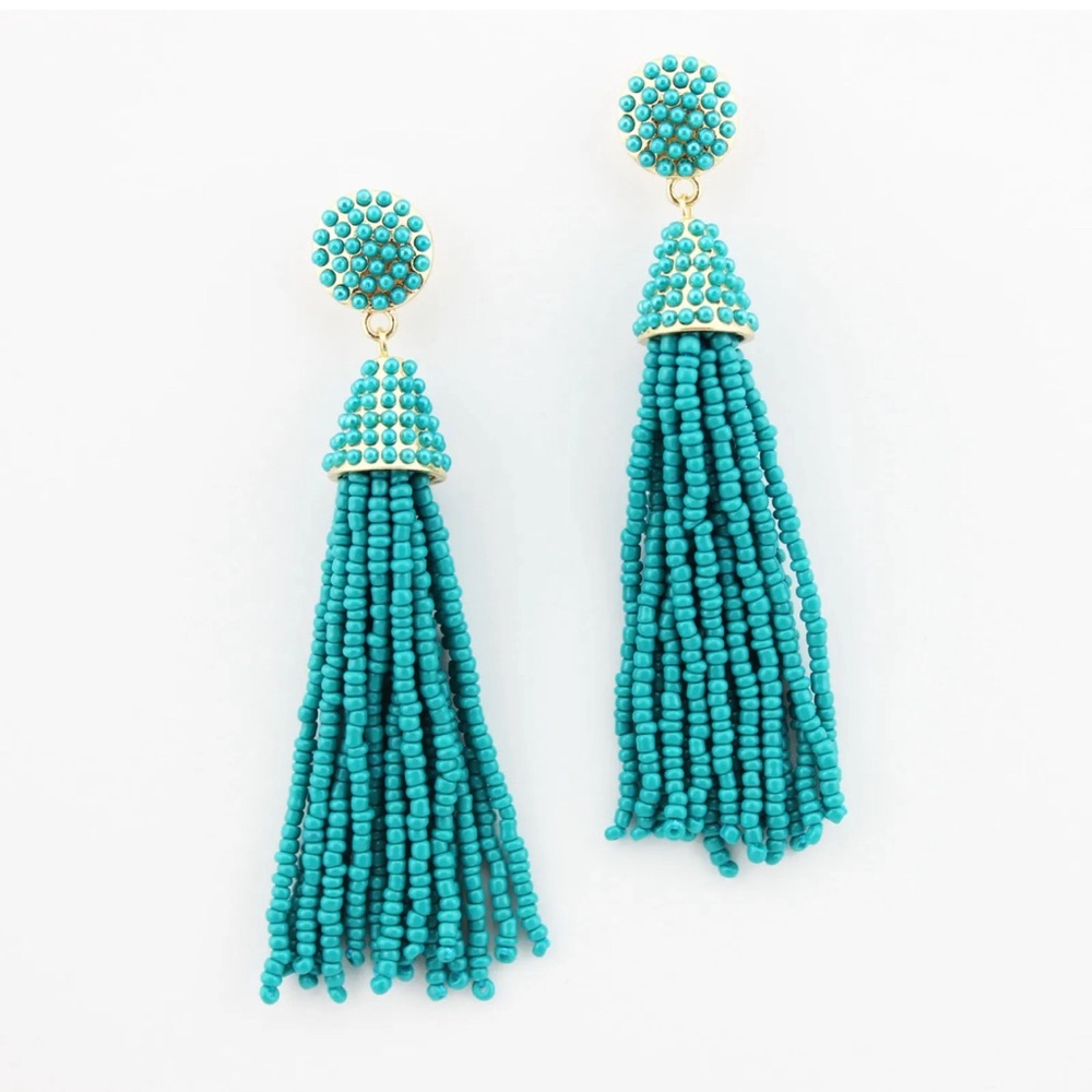 “She’s So Pretty” Turquoise Seed-bead Dangle Earrings